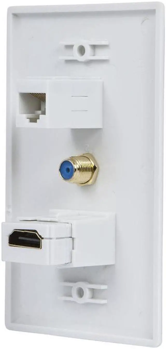 Alt view image 2 of 6 - Monoprice Recessed HDMI Wall Plate With 1* HDMI F/F Adapter, 1*RJ45 Cat5e Coupler & 1* F Connector | Gold Plated