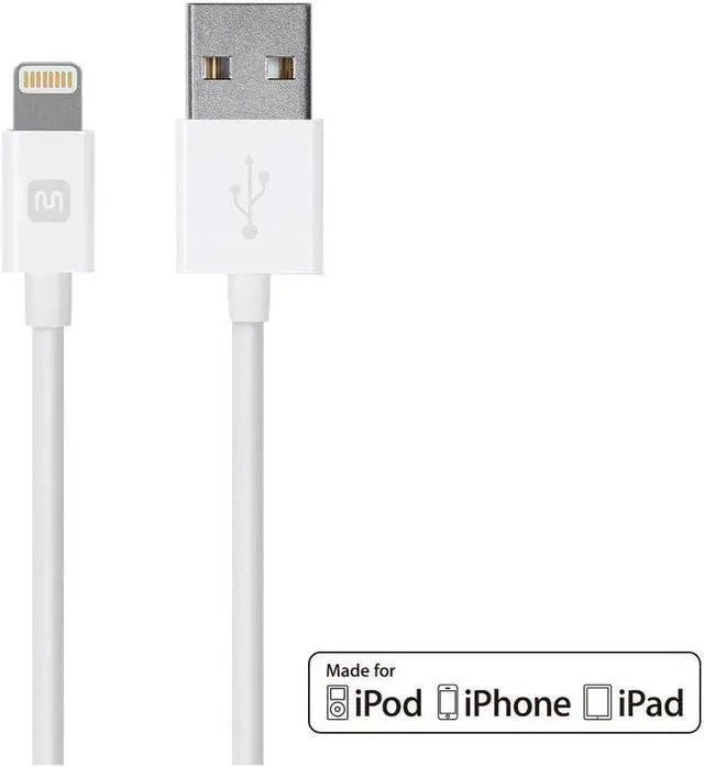 Main image of Monoprice Apple MFi Certified Lightning to USB Charge & Sync Cable - 6 Feet - White | iPhone X, 8, 8 Plus, 7, 7 Plus, 6, 6 Plus, 5S - Select Series