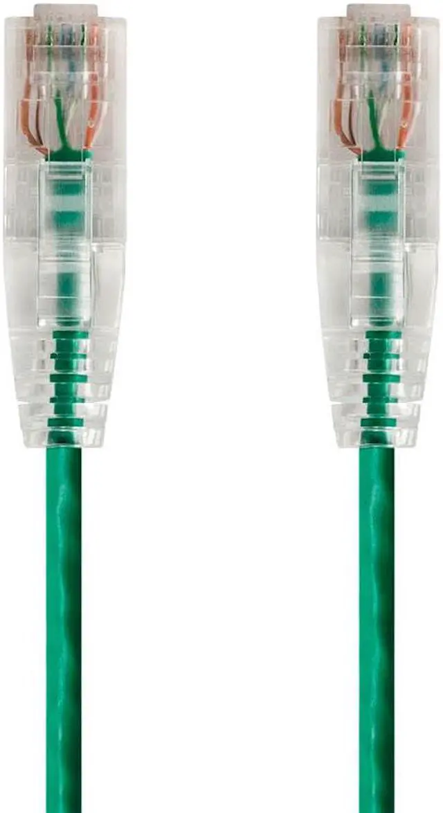 Main image of Monoprice Cat6 Ethernet Patch Cable - 0.5ft - Green, Snagless RJ45 Stranded 550MHz UTP CMR Riser Rated Pure Bare Copper Wire 28AWG - SlimRun Series