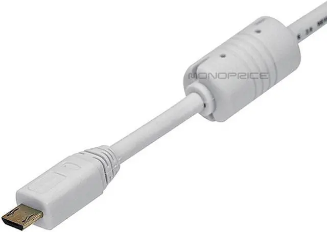 Alt view image 3 of 4 - Monoprice USB 2.0 Cable - 3 Feet - White | USB Type-A Male to USB Micro-B Male 5-Pin, 28/24AWG, Gold Plated