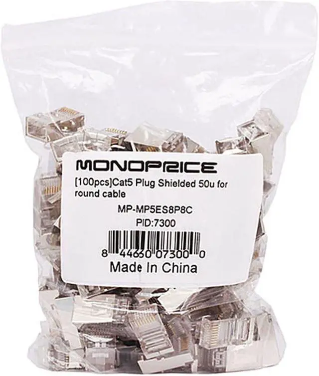Alt view image 3 of 6 - Monoprice Shielded Cat5 Plug For Round Solid/Stranded Cable | 100 Pieces