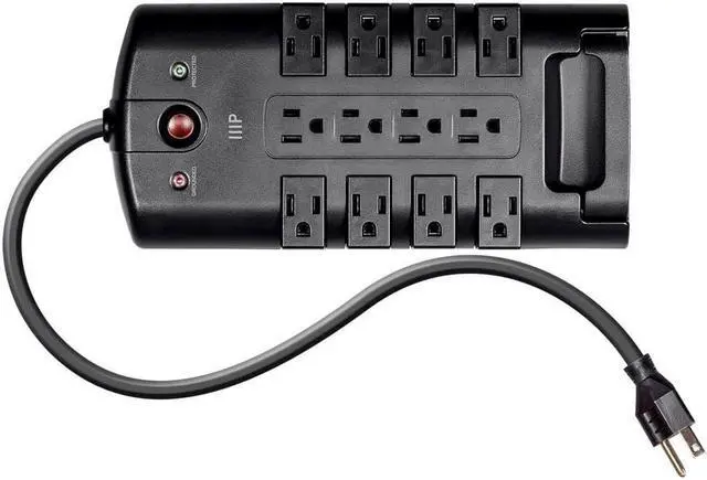Alt view image 4 of 8 - Monoprice 12 Outlet Rotating Surge Protector Power Block / Strip - 10 Feet - Black | Heavy Duty Cord | UL Rated, 4,320 Joules With Grounded And Protected Light Indicator