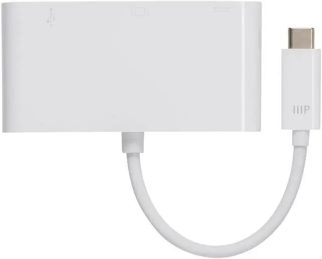 Alt view image 4 of 9 - Monoprice USB-C DVI Multiport Adapter - White, With USB 3.0 Connectivity & Mirror Display Resolutions Up To 1080p @ 60hz - Select Series