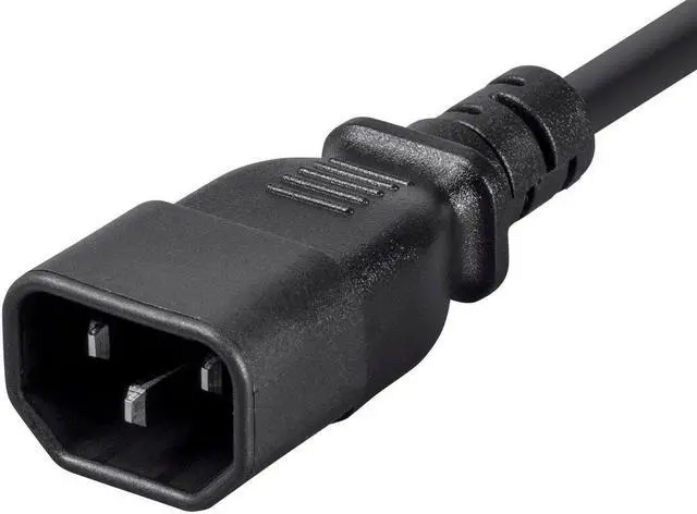Alt view image 3 of 7 - Monoprice Power Adapter Cord Cable - 1 Feet | (IEC-320-C14 to NEMA 5-15R), 18AWG, 10A