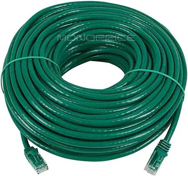 Alt view image 5 of 10 - Monoprice Cat6 Ethernet Patch Cable - 100 Feet - Green | Network Internet Cord - RJ45, Stranded, 550Mhz, UTP, Pure Bare Copper Wire, 24AWG - Flexboot Series
