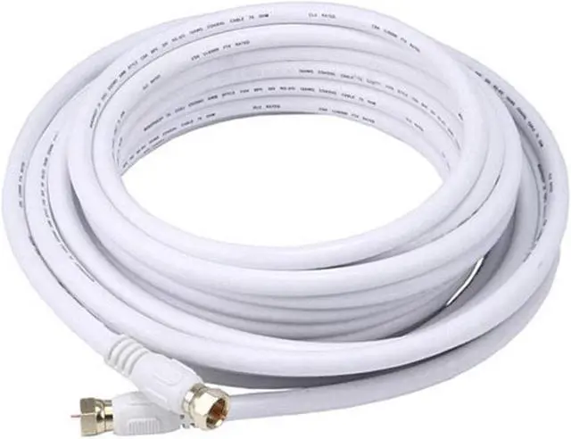 Main image of Monoprice 25ft RG6 (18AWG) 75Ohm, Quad Shield, CL2 Coaxial Cable with F Type Connector - White