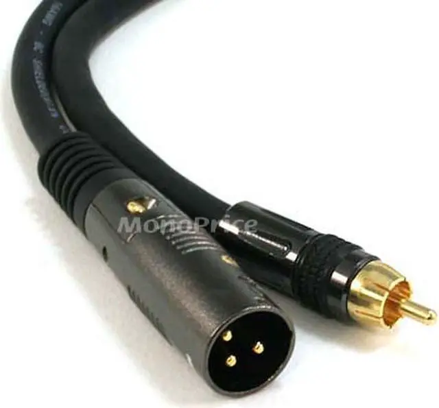 Alt view image 2 of 10 - Monoprice 10ft Premier Series XLR Male to RCA Male Cable, 16AWG (Gold Plated)