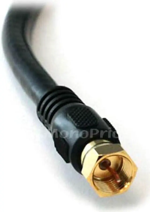 Alt view image 7 of 11 - Monoprice 6ft RG6 (18AWG) 75Ohm, Quad Shield, CL2 Coaxial Cable with F Type Connector - Black