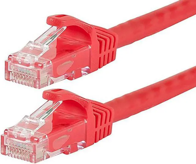 Main image of Monoprice Cat6 Ethernet Patch Cable - 10 Feet - Red | Network Internet Cord - RJ45, Stranded, 550Mhz, UTP, Pure Bare Copper Wire, 24AWG - Flexboot Series