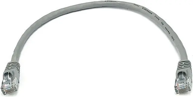 Main image of Monoprice Cat6 Ethernet Patch Cable - Network Internet Cord - RJ45, Stranded, 550Mhz, UTP, Pure Bare Copper Wire, 24AWG, 1ft, Gray