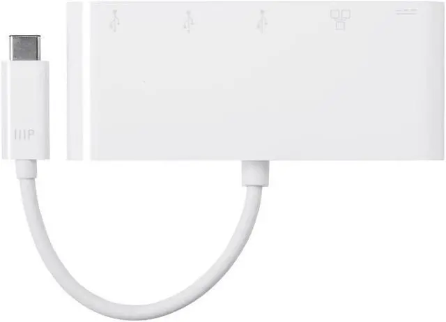 Alt view image 2 of 10 - Monoprice Select Series USB-C to 3x USB-A 3.0, Gigabit Ethernet & USB-C (F) Adapter