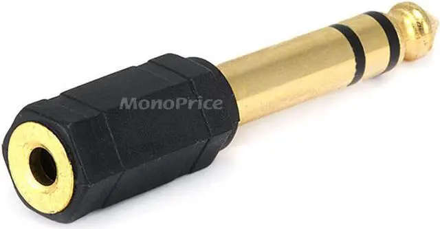 Alt view image 2 of 13 - Monoprice 1/4in (6.35mm) TRS Stereo Plug to 3.5mm TRS Stereo Jack Adapter, Gold Plated