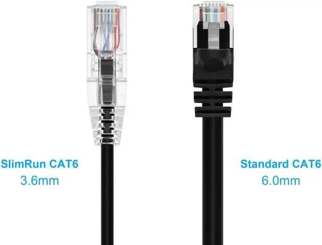 Alt view image 10 of 14 - Monoprice Cat6 Ethernet Patch Cable - 10 Feet - Black | Network Internet Cord - Snagless RJ45 Stranded 550MHz UTP CMR Riser Rated Pure Bare Copper Wire 28AWG - SlimRun Series