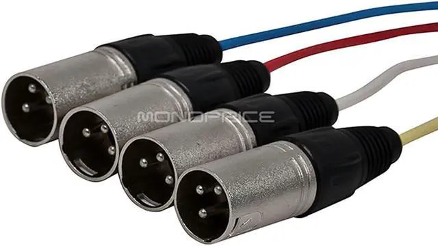 Alt view image 3 of 15 - Monoprice 4-Channel XLR Male to XLR Female Snake Cable Cord - 3 Feet- Black/Silver With Metal Connector Housings Plastic And Rubber Cable Boots