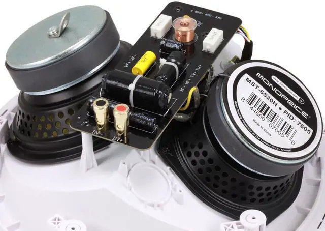 Alt view image 5 of 5 - Monoprice 3 Way In-Ceiling Speakers - 6.5 Inches (Pair) With Concentric Mid/Highs, Aramid Fiber Cone Driver and Titanium Silk Dome Tweeters