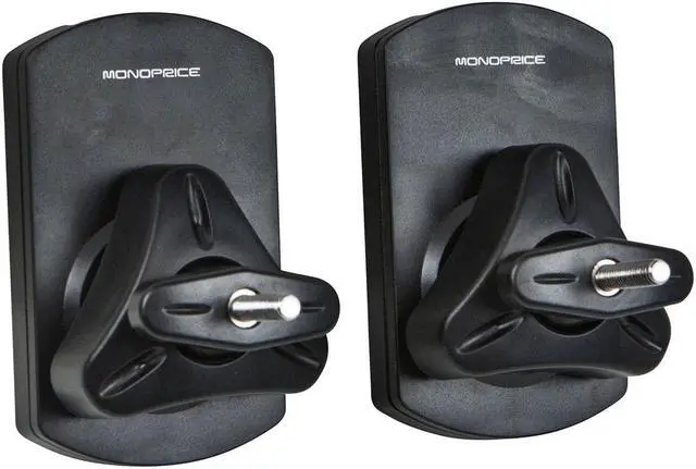 Main image of Monoprice Low Profile 22 lb. Capacity Speaker Wall Mount Brackets (Pair), Black