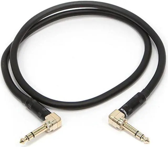 Alt view image 2 of 6 - Monoprice Premier Series 1/4 Inch (TRS) Right Angle Male to Right Angle Male 16AWG Cable Cord - 3 Feet- Black (Gold Plated)