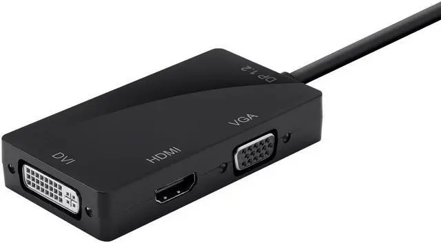 Alt view image 3 of 12 - Monoprice Mini DisplayPort 1.2a / Thunderbolt to 4K HDMI, DVI, and VGA Passive Adapter, Black (112799)