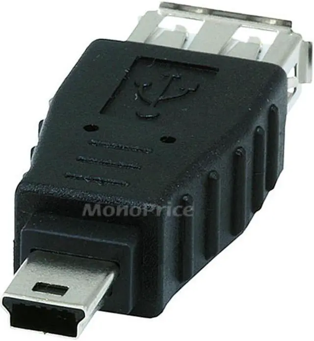 Alt view image 2 of 3 - Monoprice USB A Female to Mini 5 pin (B5) Male Adapter