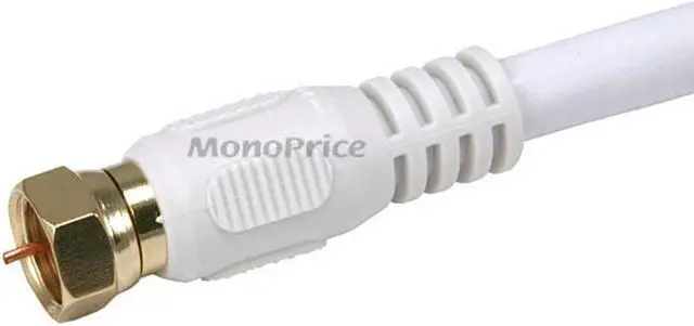 Alt view image 4 of 4 - Monoprice 6ft RG6 (18AWG) 75Ohm, Quad Shield, CL2 Coaxial Cable with F Type Connector - White