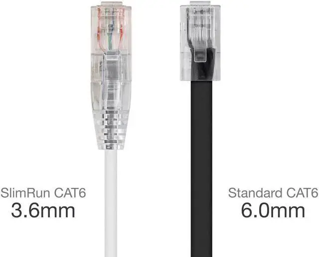 Alt view image 6 of 16 - Monoprice Cat6 Ethernet Patch Cable - 5 Feet - White | Network Internet Cord - Snagless RJ45 Stranded 550MHz UTP CMR Riser Rated Pure Bare Copper Wire 28AWG - SlimRun Series