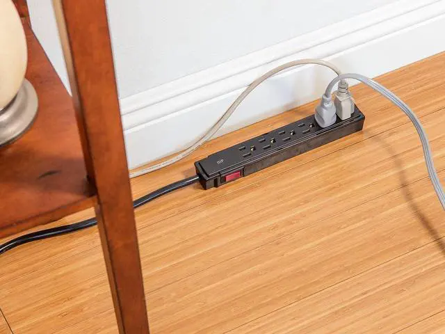 Alt view image 5 of 8 - Monoprice 6 Outlet Surge Protector Power Strip - 2 Feet - Black (2 Pack) Heavy Duty Cord | UL Rated, 201 Joules, 1800-watt capacity