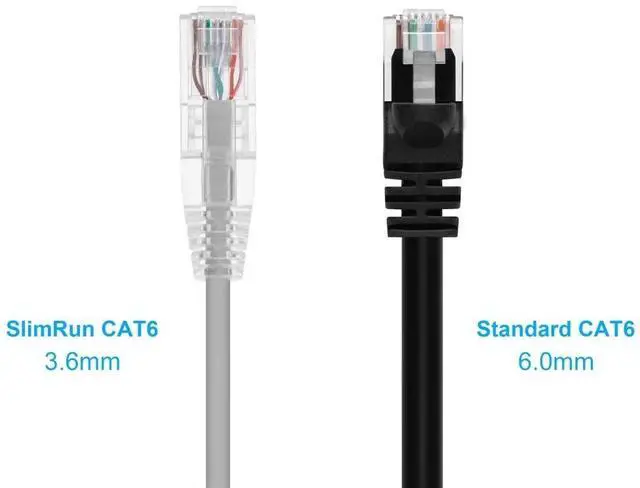 Alt view image 2 of 16 - Monoprice Cat6 Ethernet Patch Cable - 2 feet - Gray | Snagless RJ45 Stranded 550MHz UTP CMR Riser Rated Pure Bare Copper Wire 28AWG - SlimRun Series