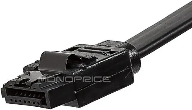 Alt view image 3 of 7 - Monoprice 18-inch SATA III 6.0 Gbps Cable w/Locking Latch - Black