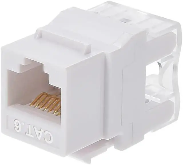 Alt view image 3 of 8 - Monoprice Cat6 Punch Down Short Body 180-Degree Keystone Jack for 22-24AWG Solid Wire, White