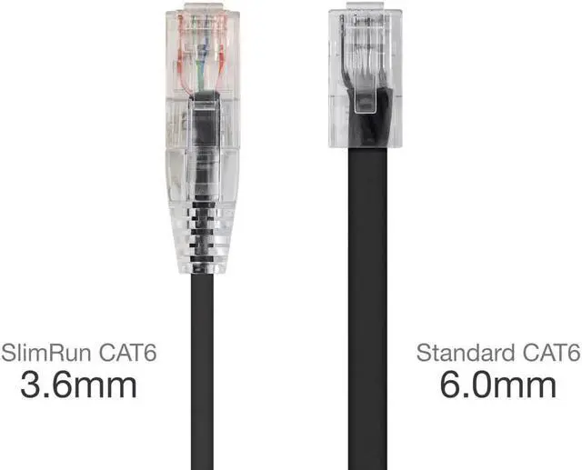 Alt view image 2 of 9 - Monoprice Cat6 Ethernet Patch Cable - 20 Feet - Black | Network Internet Cord - Snagless RJ45 Stranded 550MHz UTP CMR Riser Rated Pure Bare Copper Wire 28AWG - SlimRun Series