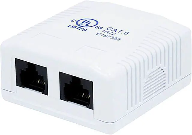 Main image of Monoprice 2-port Cat6 Surface Mount Box - White