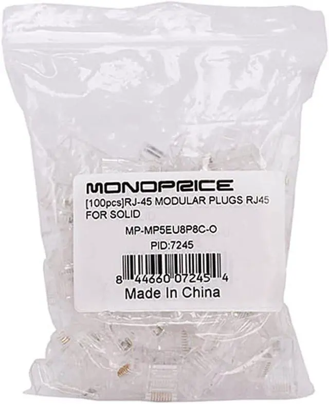 Alt view image 3 of 13 - Monoprice Rj-45 Modular Plugs Rj45 - 100 Pack For Solid