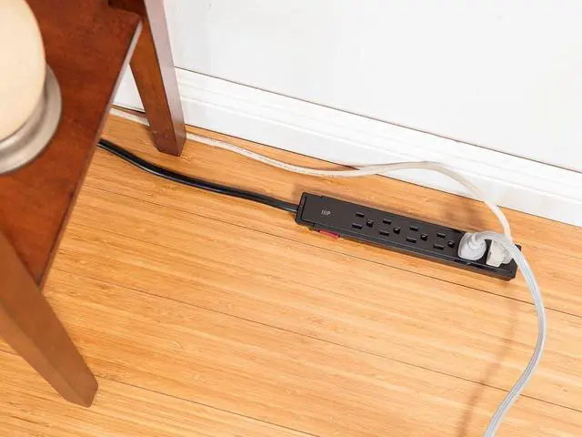 Alt view image 4 of 8 - Monoprice 6 Outlet Surge Protector Power Strip - 2 Feet - Black (2 Pack) Heavy Duty Cord | UL Rated, 201 Joules, 1800-watt capacity