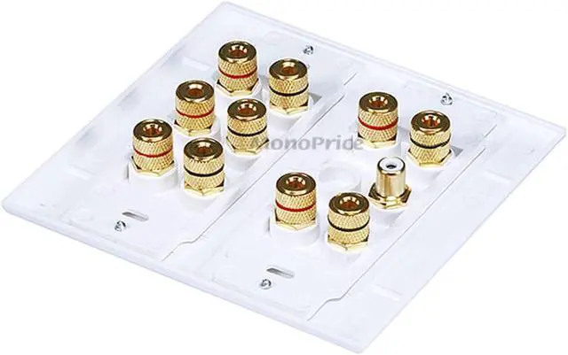 Alt view image 2 of 9 - Monoprice 2-Gang 5.1 Surround Sound Distribution Coupler Wall Plate