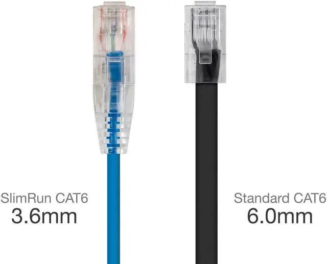 Alt view image 2 of 10 - Monoprice Cat6 Ethernet Patch Cable - 20 feet - Blue | Snagless RJ45 Stranded 550MHz UTP CMR Riser Rated Pure Bare Copper Wire 28AWG - SlimRun Series