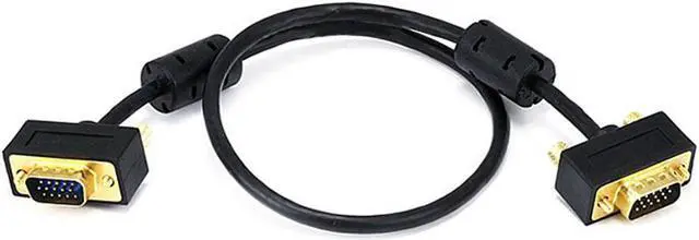 Main image of Monoprice Ultra Slim SVGA Super VGA M/M Monitor Cable - 1.5 Feet With Ferrites | 30/32AWG, Gold Plated Connector