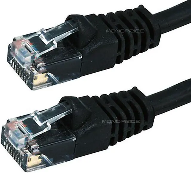 Alt view image 4 of 12 - Monoprice Cat5e Ethernet Patch Cable - Network Internet Cord - RJ45, Stranded, 350Mhz, UTP, Pure Bare Copper Wire, 24AWG, 2ft, Black