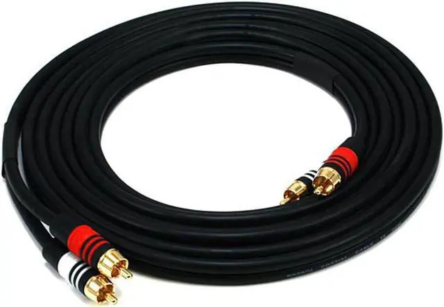 Main image of Monoprice 12ft Premium 2 RCA Plug/2 RCA Plug M/M 22AWG Cable - Black
