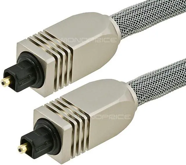 Alt view image 3 of 8 - Monoprice Premium S/PDIF (Toslink) Digital Optical Audio Cable - Silver - 15 Feet | Heavy Duty Mesh Jacket, Metal Connector Heads, For Play Station, Xbox one, Home theater & More Gray