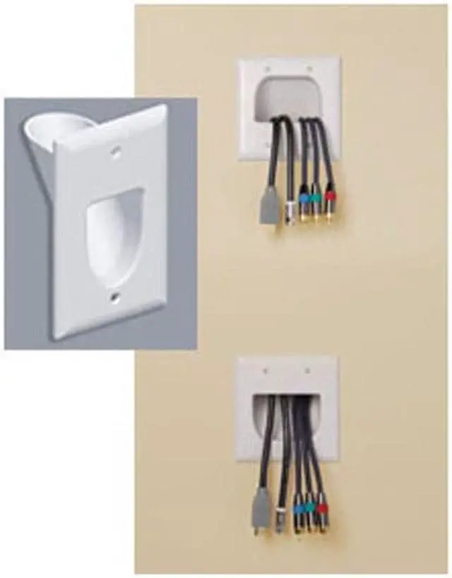 Alt view image 2 of 5 - Monoprice 2-Gang Recessed Low Voltage Cable Wall Plate - White