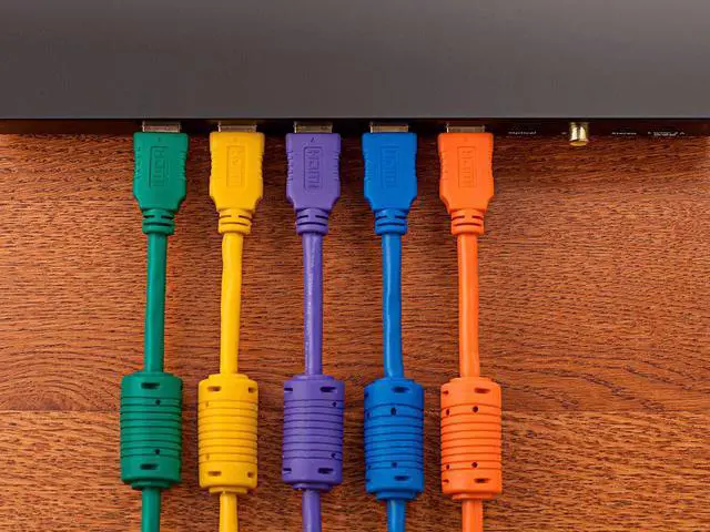 Alt view image 5 of 13 - Monoprice HDMI Cable - 6 Feet - Blue | High Speed, 4K@24Hz, HDR, 18Gbps, YUV 4:4:4, 28AWG, Compatible with UHD TV and More - Select Series