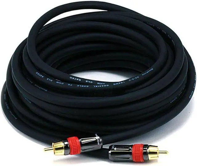 Main image of Monoprice High-quality Coaxial Audio/Video Cable - 35 Feet - Black | RCA CL2 Rated, RG6/U 75ohm (for S/PDIF, Digital Coax, Subwoofer & Composite