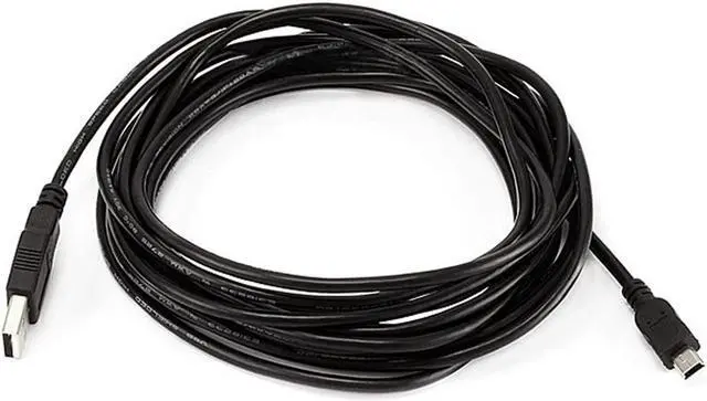Main image of Monoprice USB/Lightning Cable - 15 Feet - Black | USB-A to Mini-B, 5-Pin, 28AWG conductors