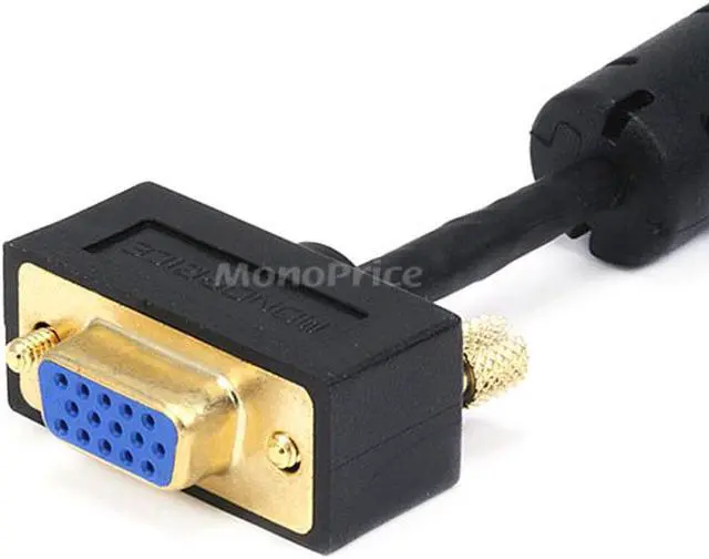 Alt view image 2 of 5 - Monoprice Ultra Slim SVGA Super VGA Male to Female Monitor Cable - 6 Feet With Ferrites | 30/32AWG, Gold Plated Connector