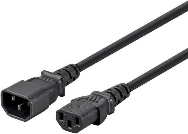 Main image of Monoprice 6ft 16AWG Power Extension Cord Cable w/ 3 Conductor PC/Mon, 13A (IEC-320-C14 to IEC-320-C13)