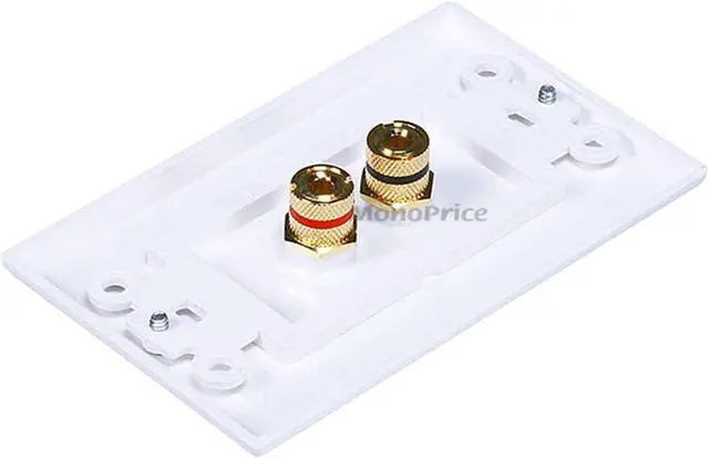 Alt view image 2 of 5 - Monoprice High Quality Banana Binding Post Two-Piece Inset Wall Plate For 1 Speaker | Coupler Type