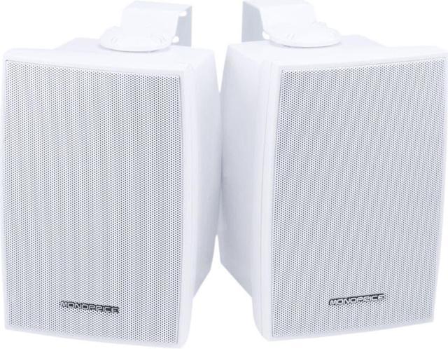 Monoprice 2-Way Indoor/Outdoor Weatherproof Speakers - 5.25in (Pair), 40W  Nominal, 80W Max, Easy to Mount to a Wall, a Pole, or any Vertical Surface