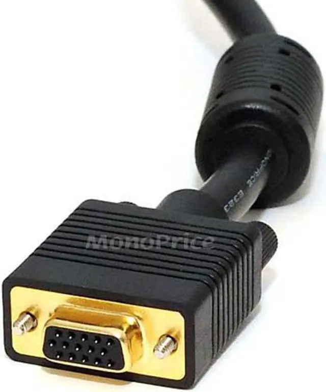 Alt view image 2 of 11 - Monoprice 6ft VGA/SVGA Male-Female Extension Cable w/ Ferrite Cores