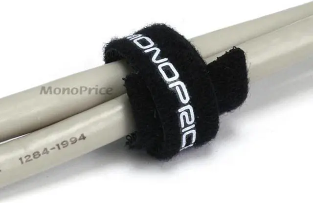 Alt view image 3 of 13 - Monoprice Hook and Loop Fastening Cable Ties, 6in, 100 pcs/pack, Black
