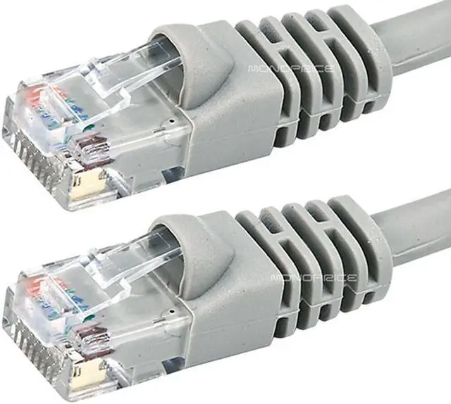 Alt view image 2 of 6 - Monoprice Cat5e Ethernet Patch Cable - 7 Feet - Gray | Network Internet Cord - RJ45, Stranded, 350Mhz, UTP, Pure Bare Copper Wire, Crossover, 24AWG